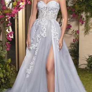 Andrea and Leo - A1029 Strapless Corseted Tulle Simple Prom Gown